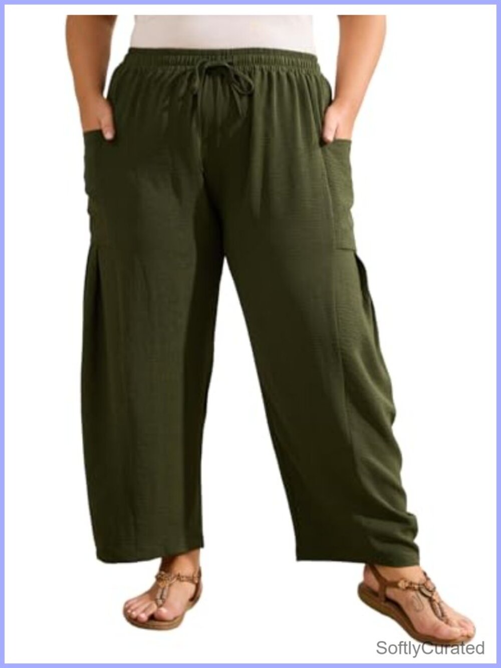 Plus Size Palazzo Harem Pants Drawstring Lantern Ankle Beach Trousers Pockets
